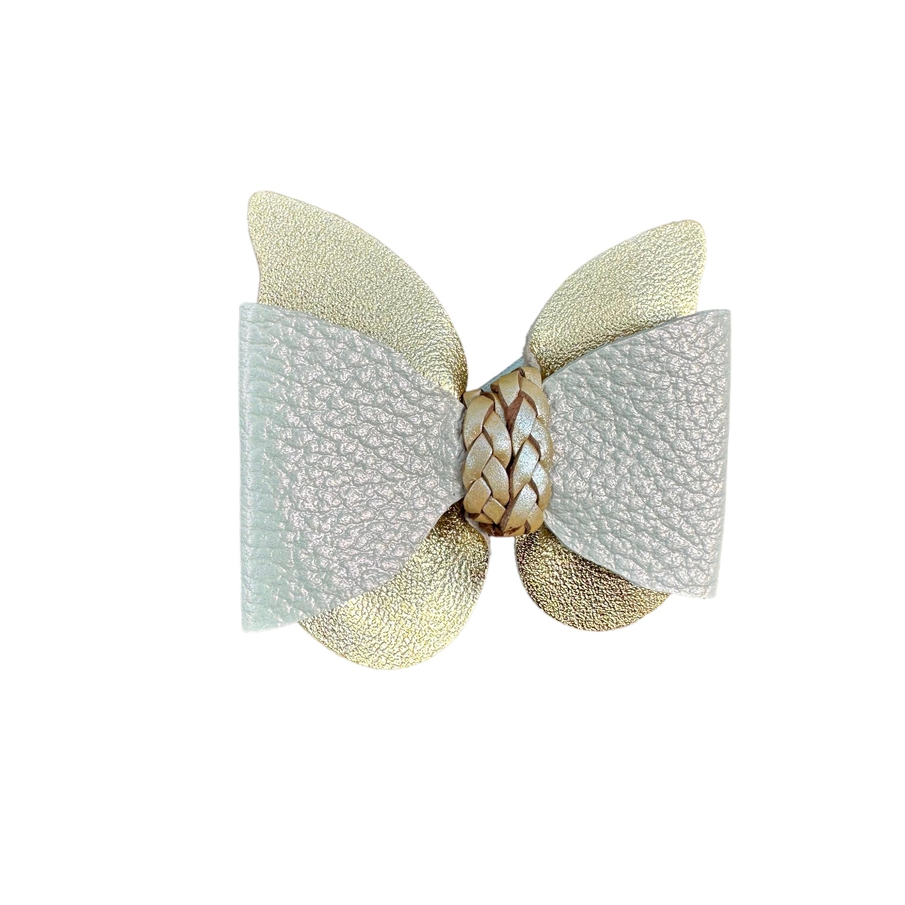 Bow Butterfly Gold Leather Hairclip