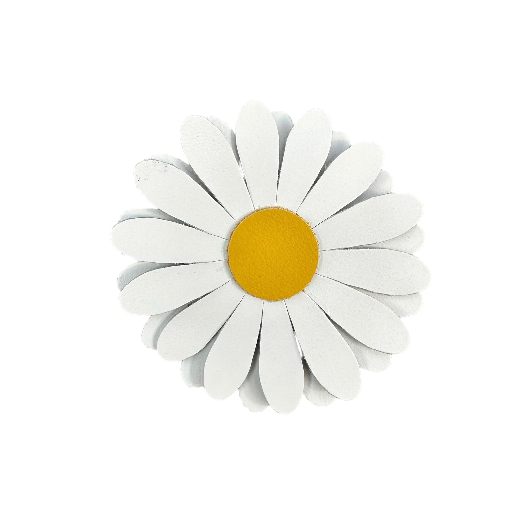 Daisy White Leather Hairclip