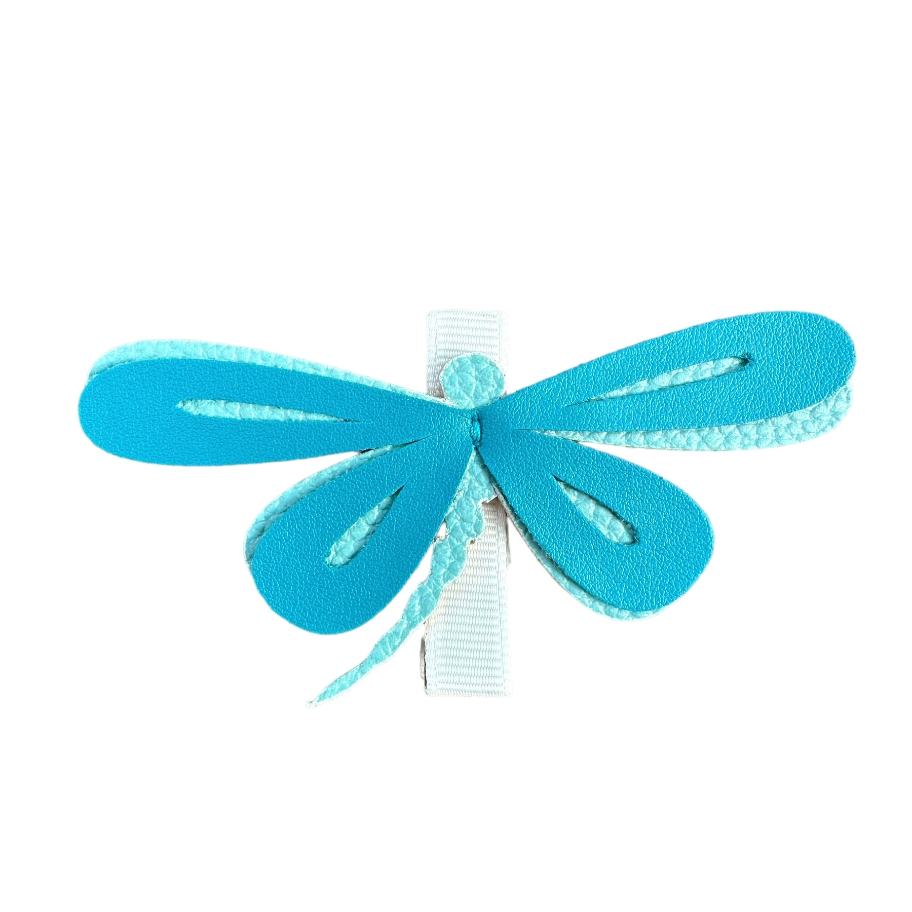 Dragonfly Blue Leather Hairclip