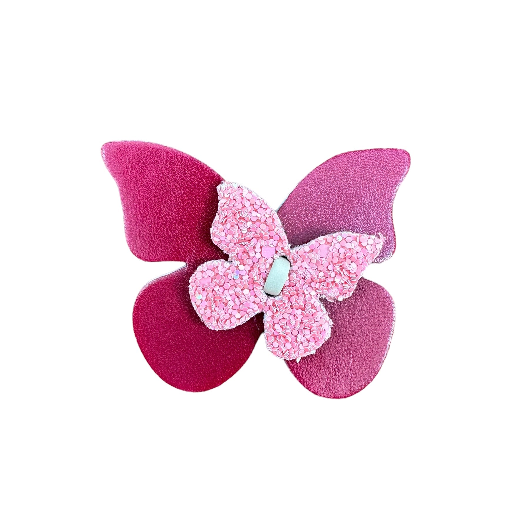 Happy Butterfly Leather Hairclip Burgundy