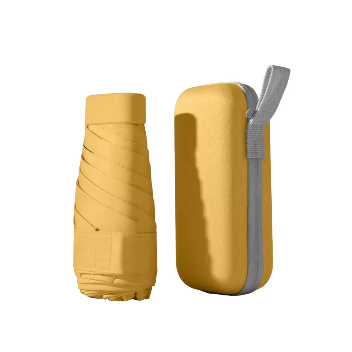 Portable Mini Umbrella with Case Light Yellow UV400 Protection