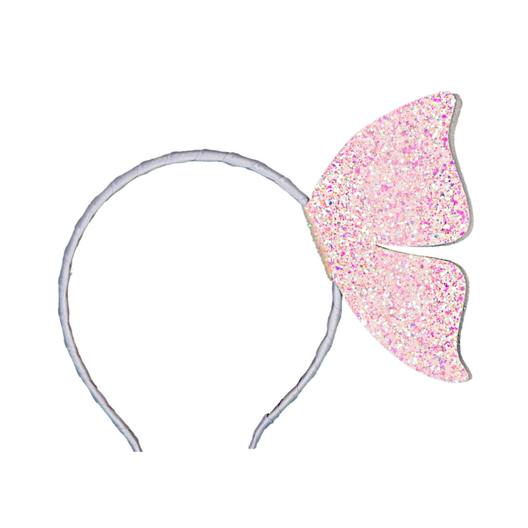 Sparkling Pink Flying Giant Butterfly Glitter Headband