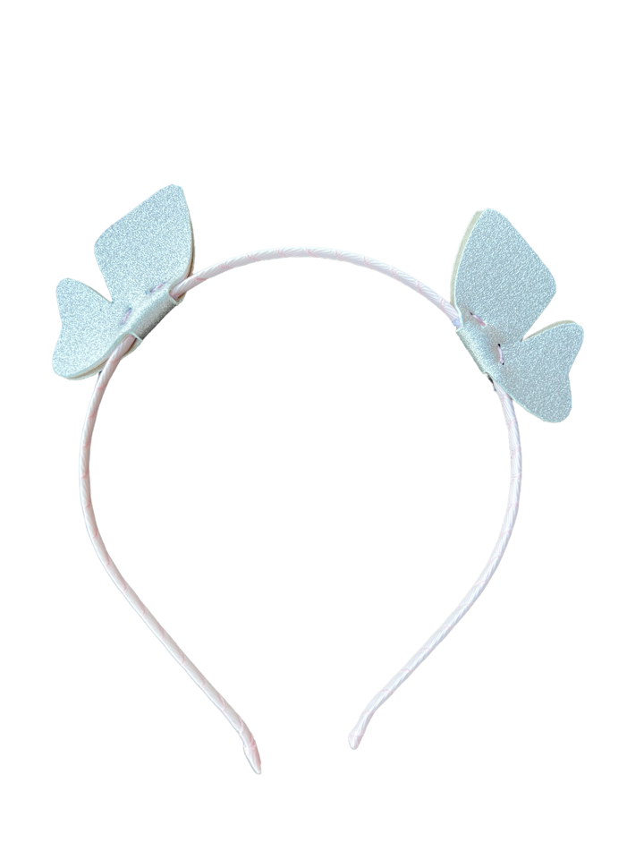 Platinum Double Flying Butterfly Leather Headband