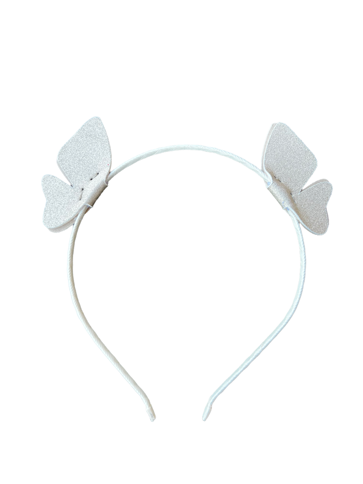 Sparkling Pink Double Flying Butterfly Leather Headband