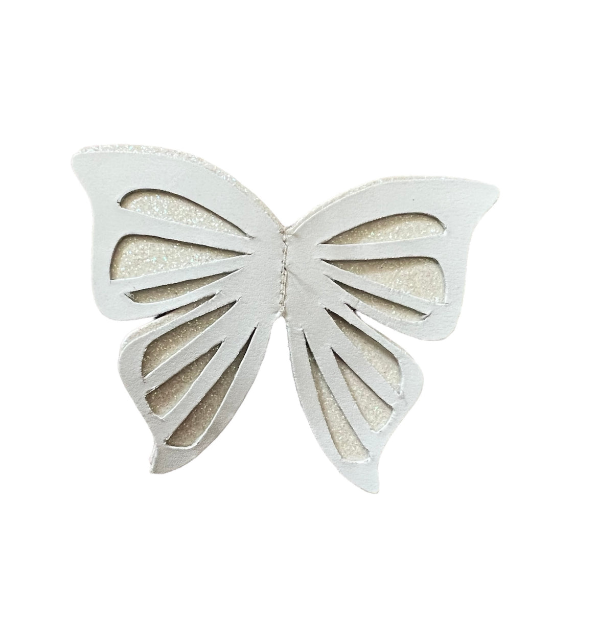 White Big Butterfly Leather Hairclips