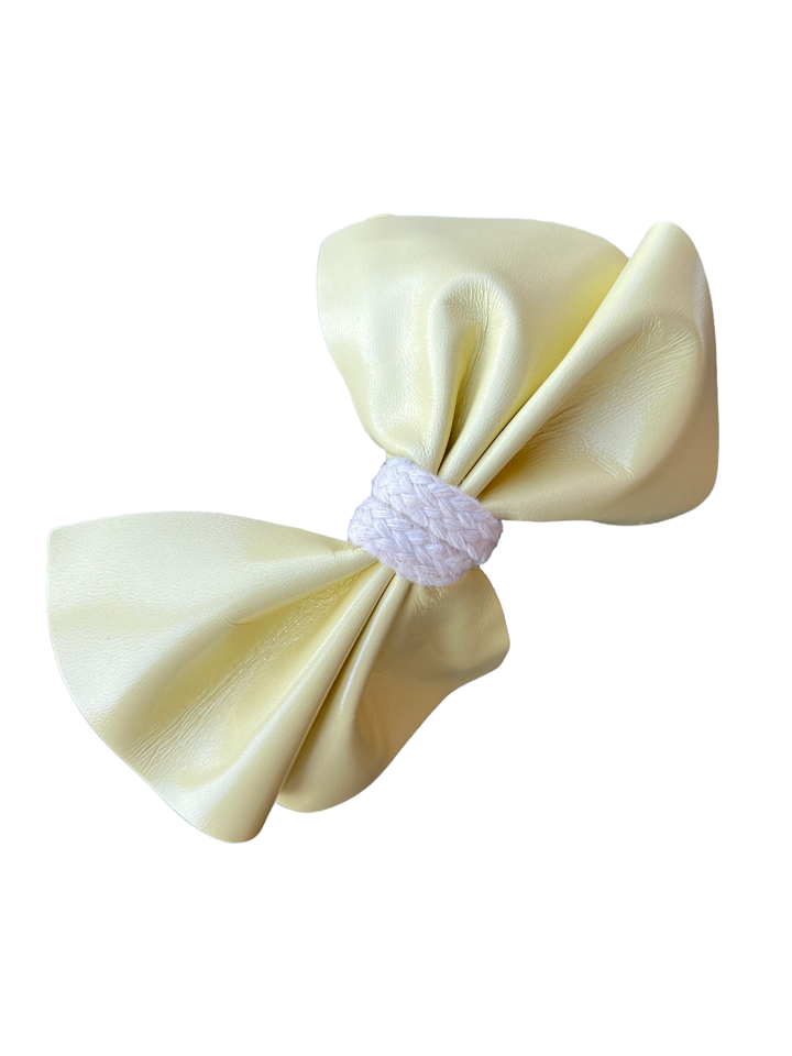 Yellow Candy Bow  Leather Headband
