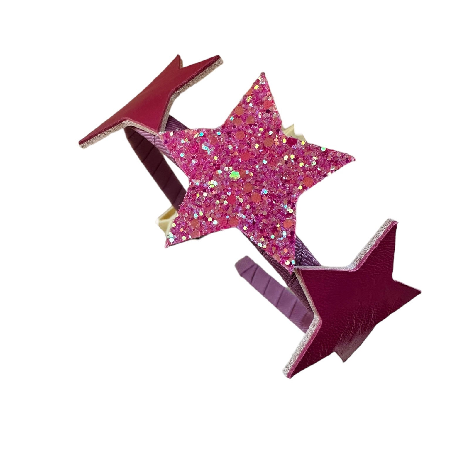 Happy Stars Fuchsia Glitter Headband