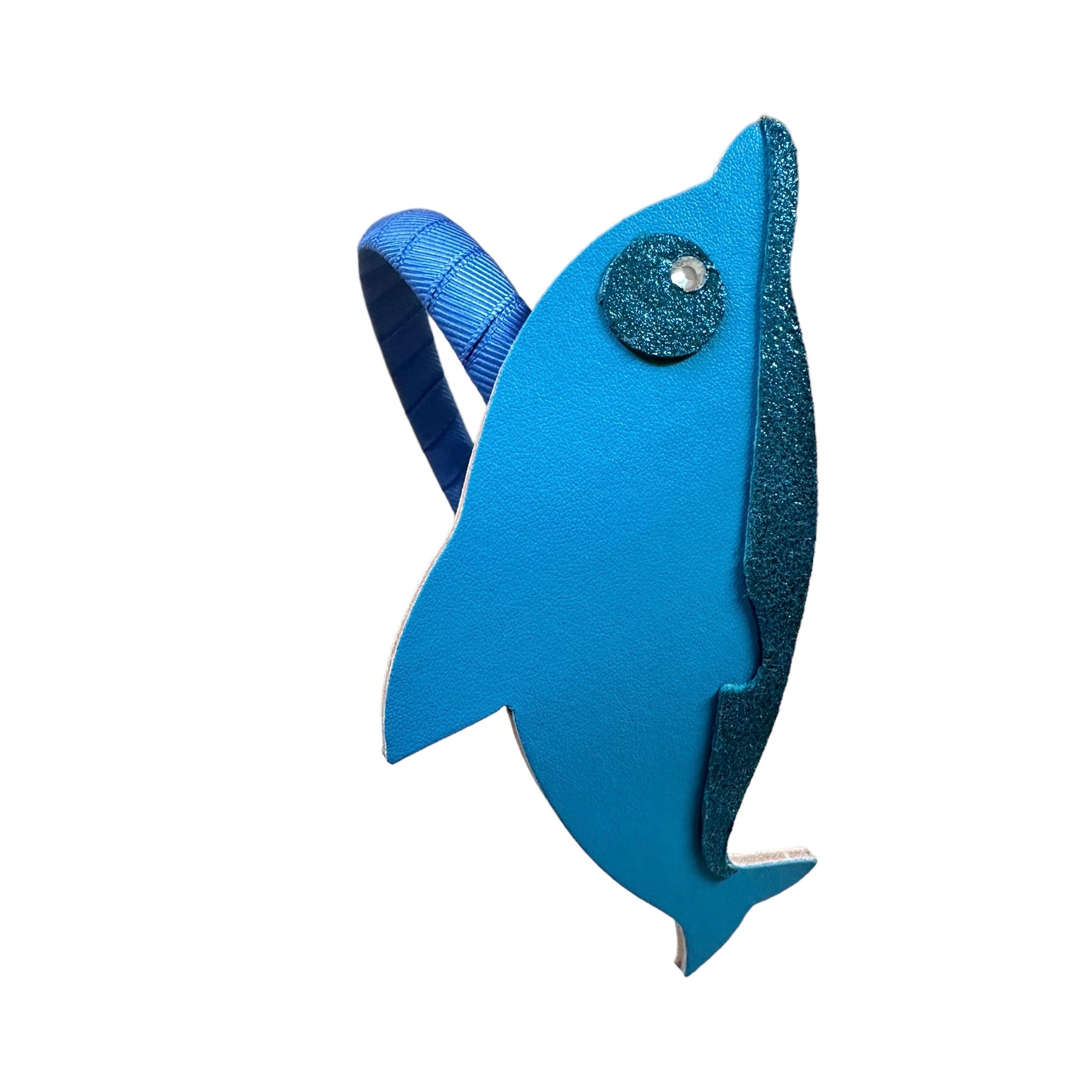 Sea Dolphin Blue Leather Headband