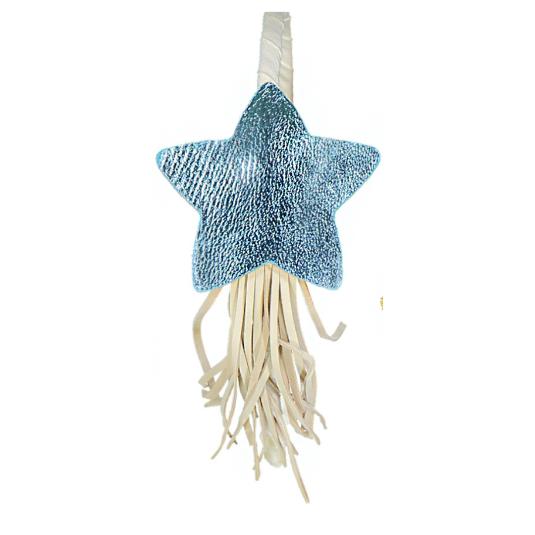 Soft Tassel Star Leather Headband Shine Blue