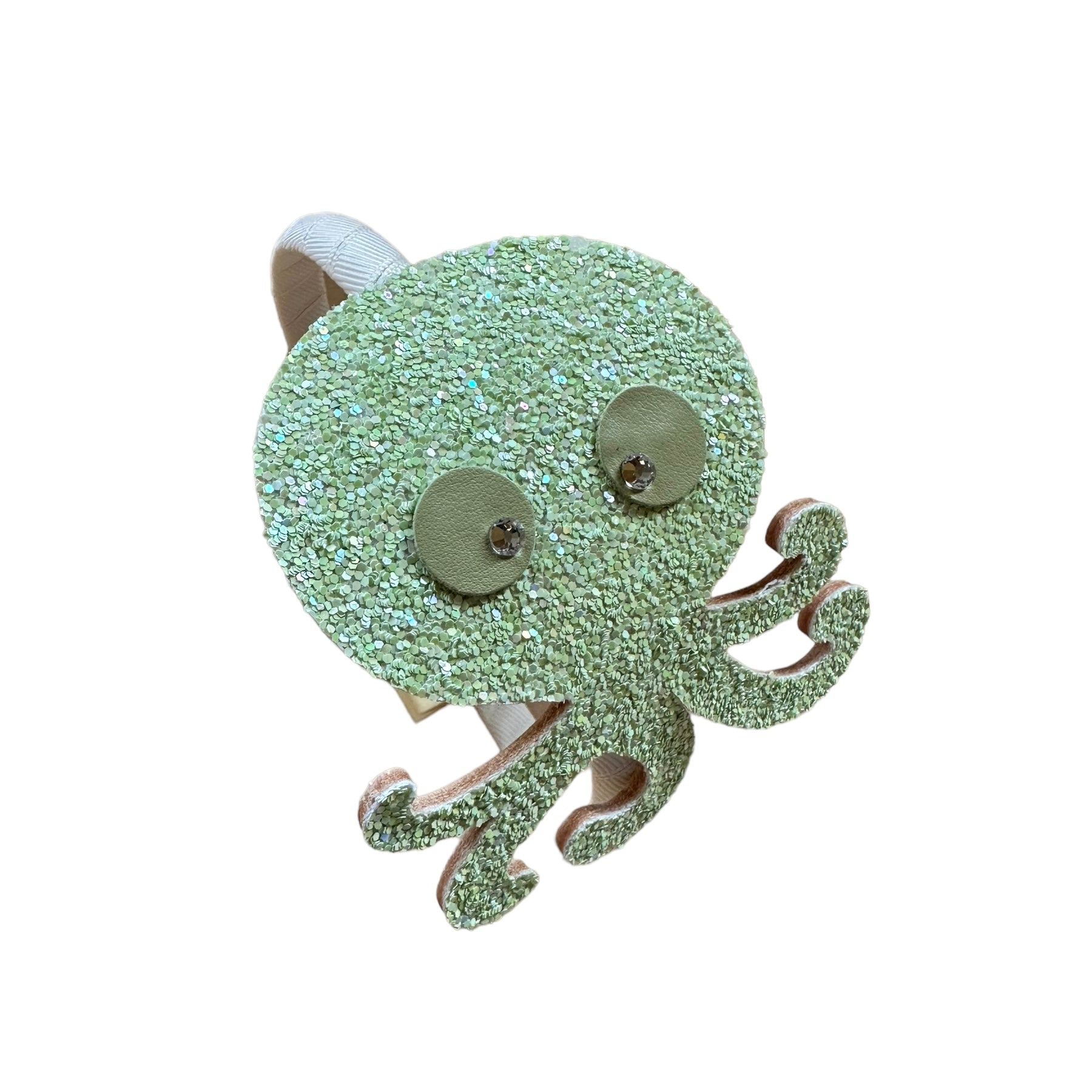 Sea Octopus Green Leather and Glitter Headband