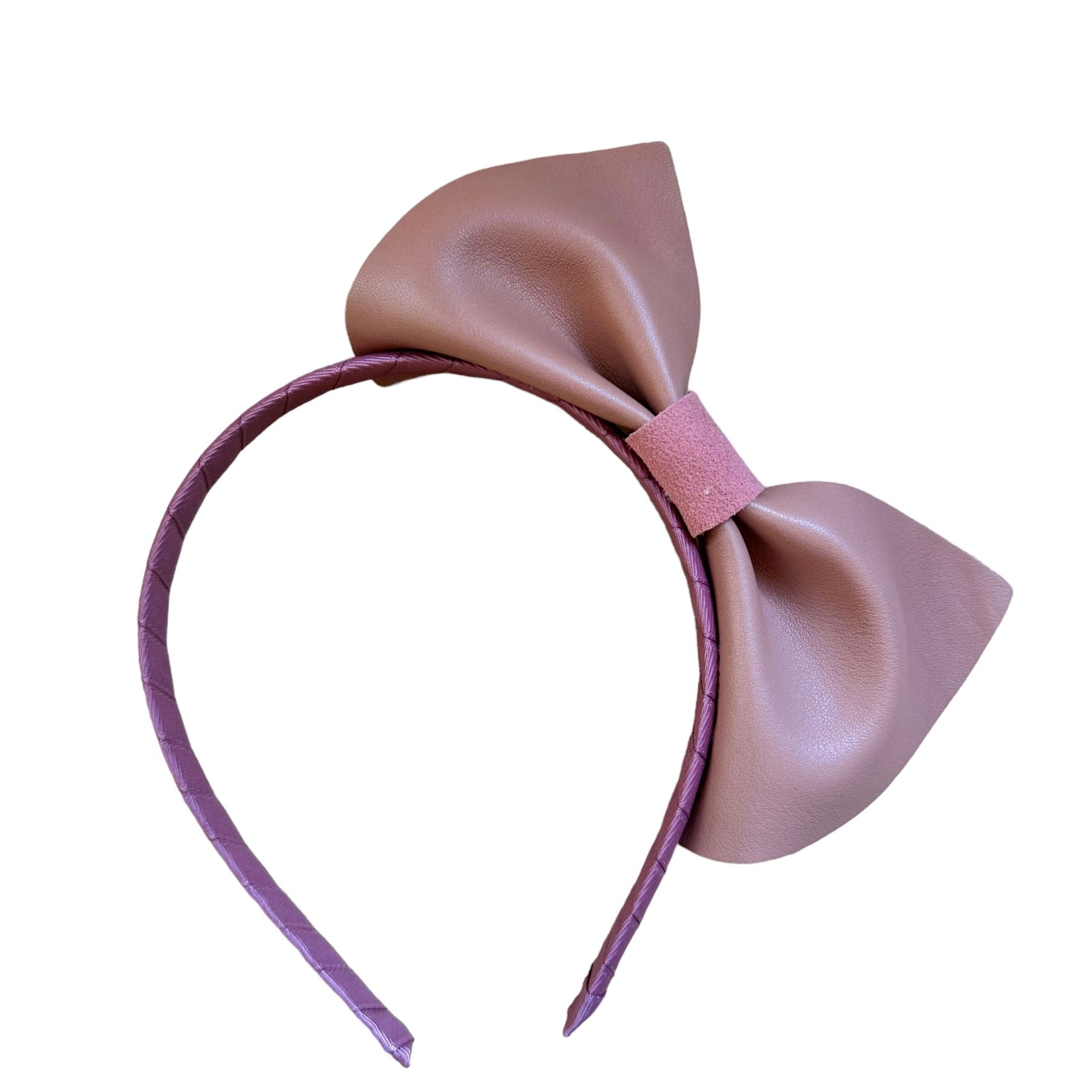 Big Bow Pink Leather Headband