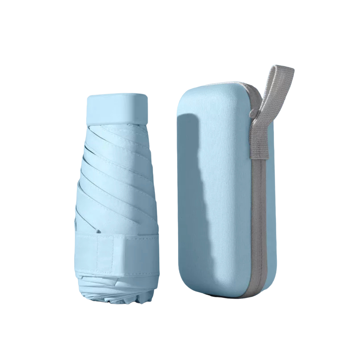 Portable Mini Umbrella with Case Light Blue UV400 Protection