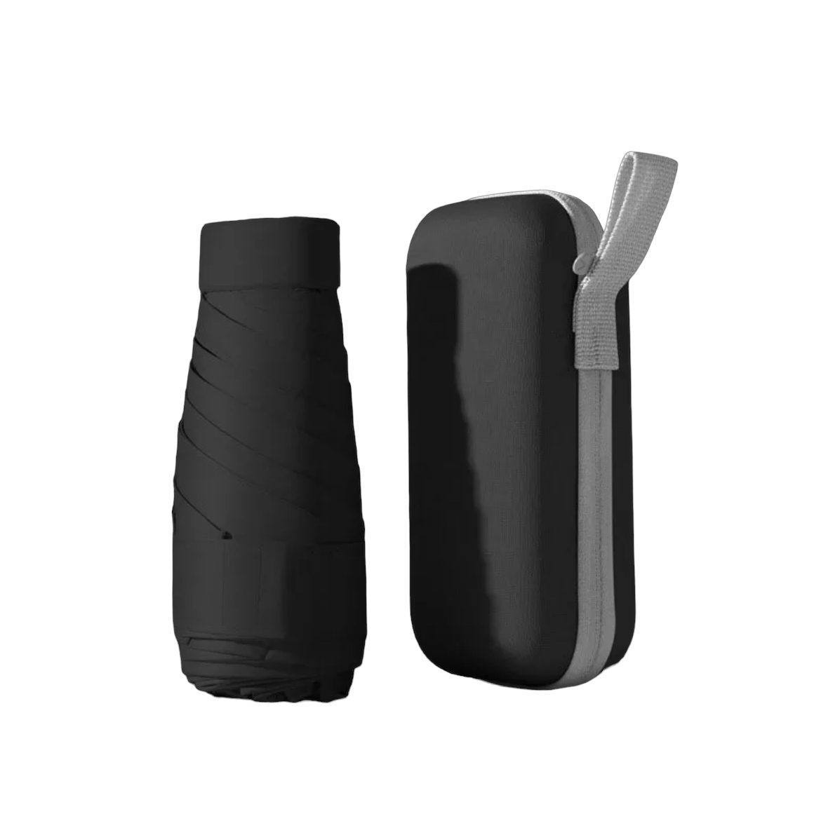 Portable Mini Umbrella with Case Black UV400 Protection
