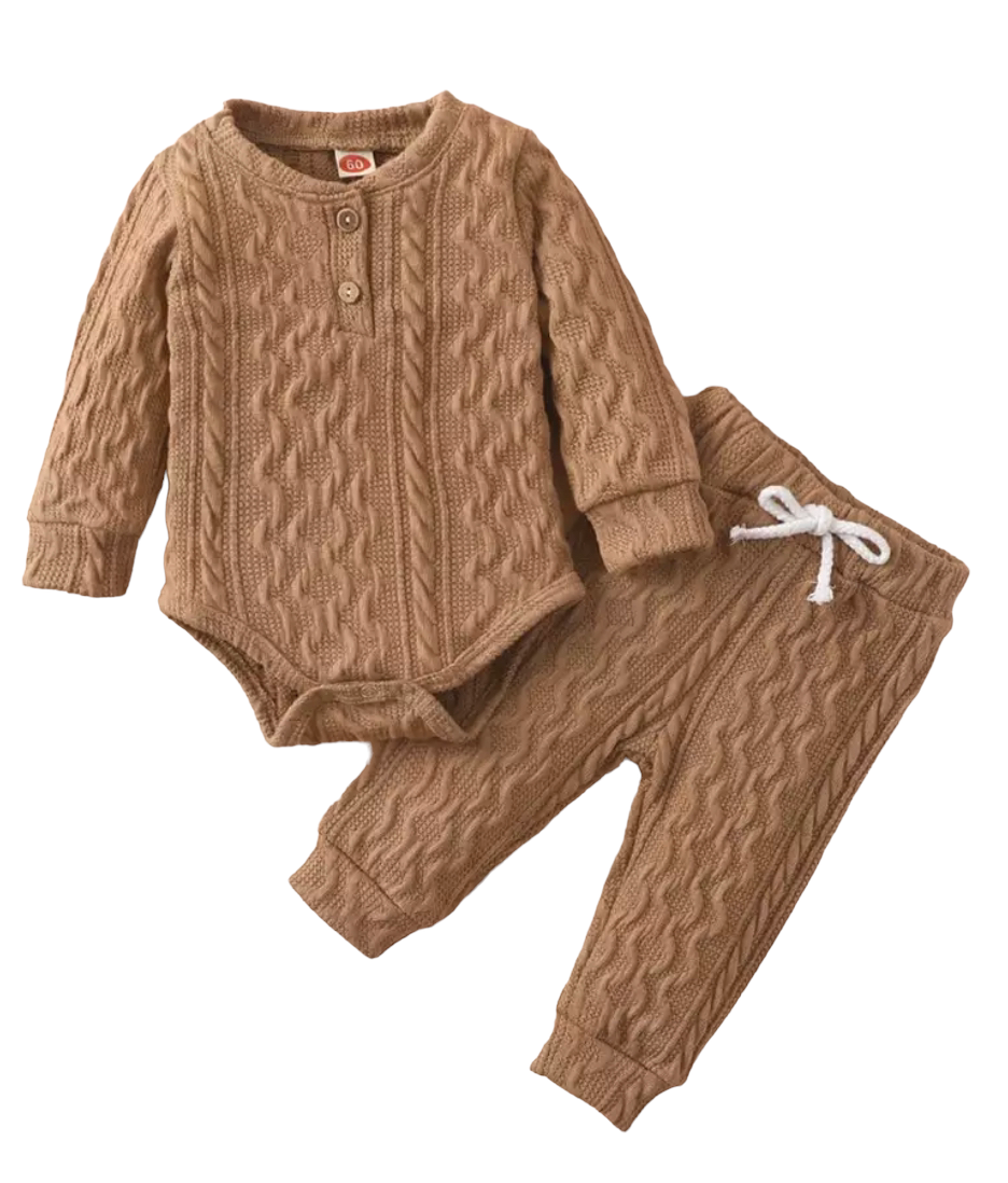 Baby Romper + leggings Tracksuits Brown