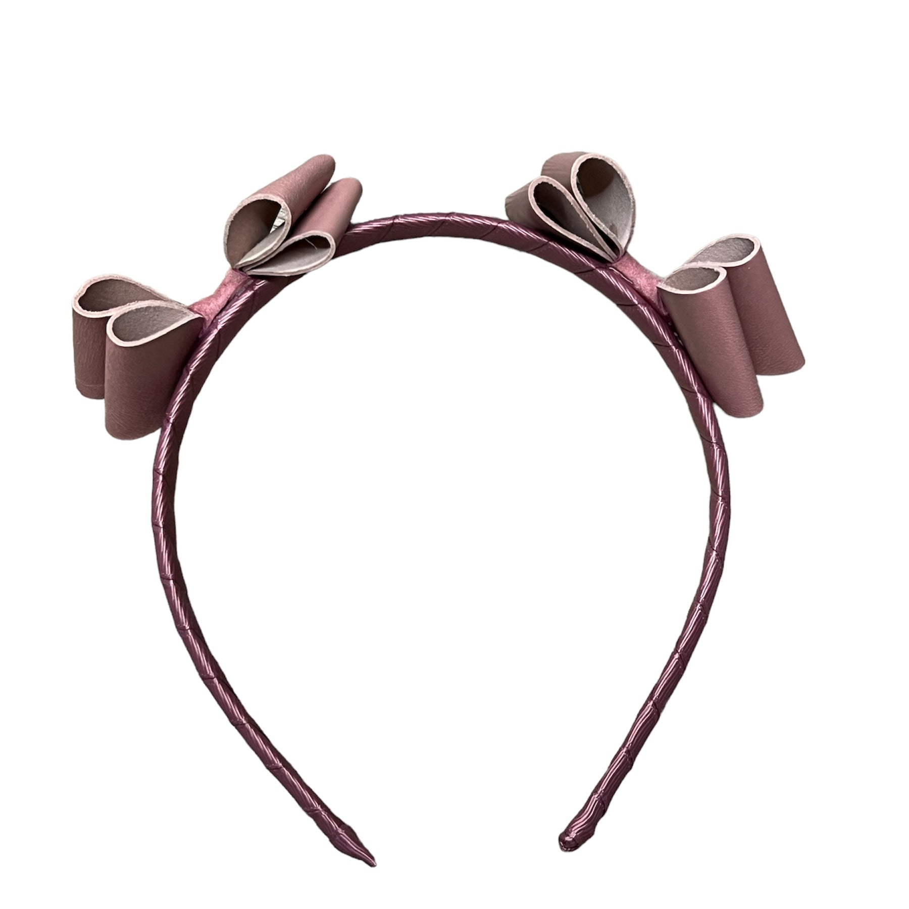 Double Candy Bow Pink Leather Headband