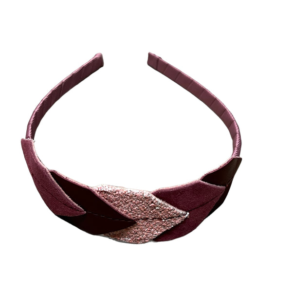 Pink And Burgundy Glitter Dancing Queen Leather Headband