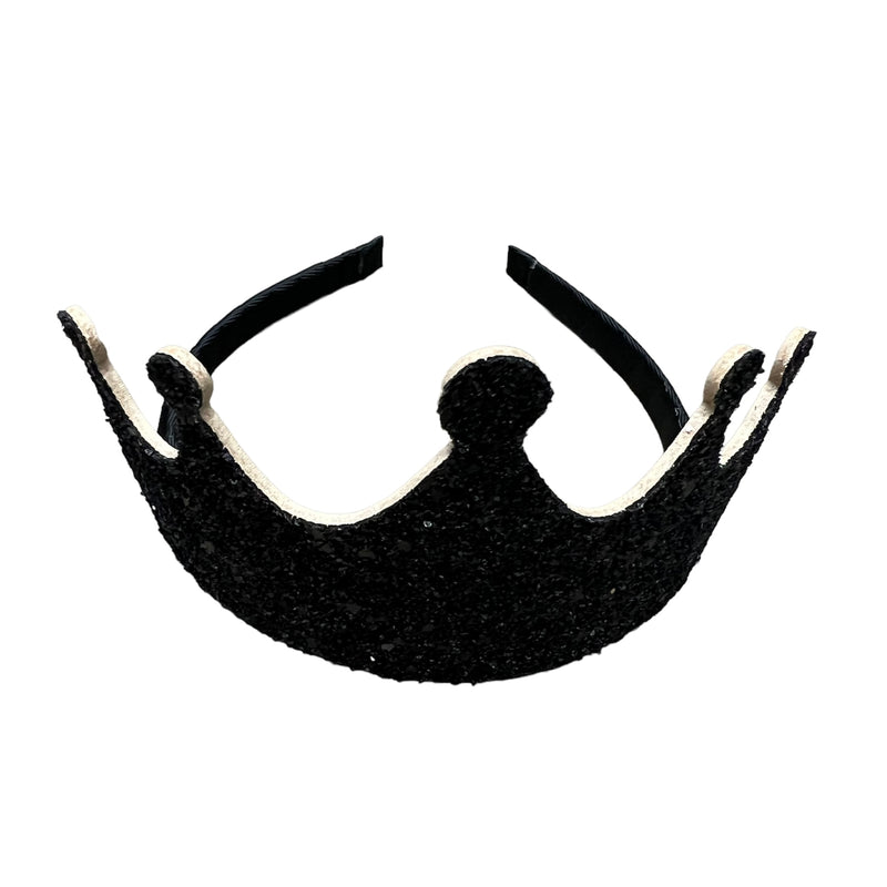 Black Glitter The Crown Leather Headband