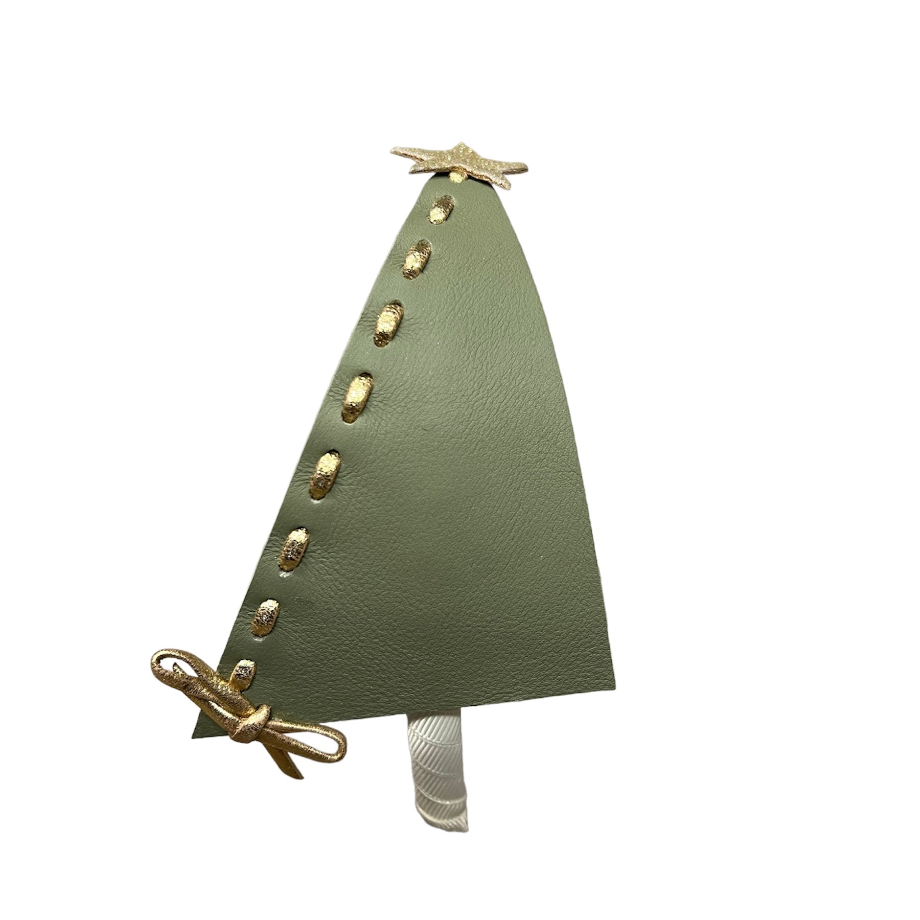 Christmas Tree leather Headband Green