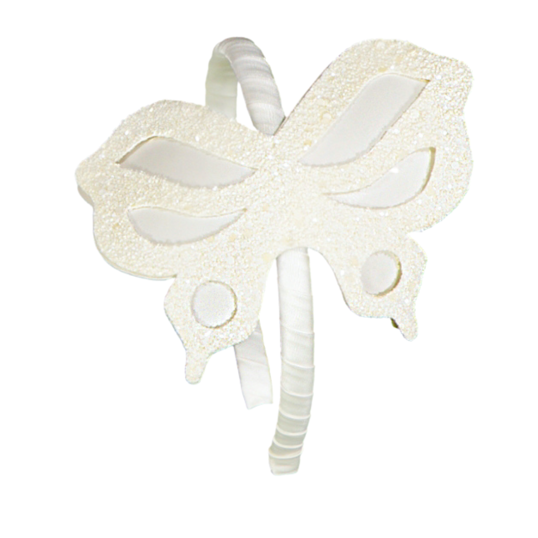 White Big Butterfly Glitter Leather Headband