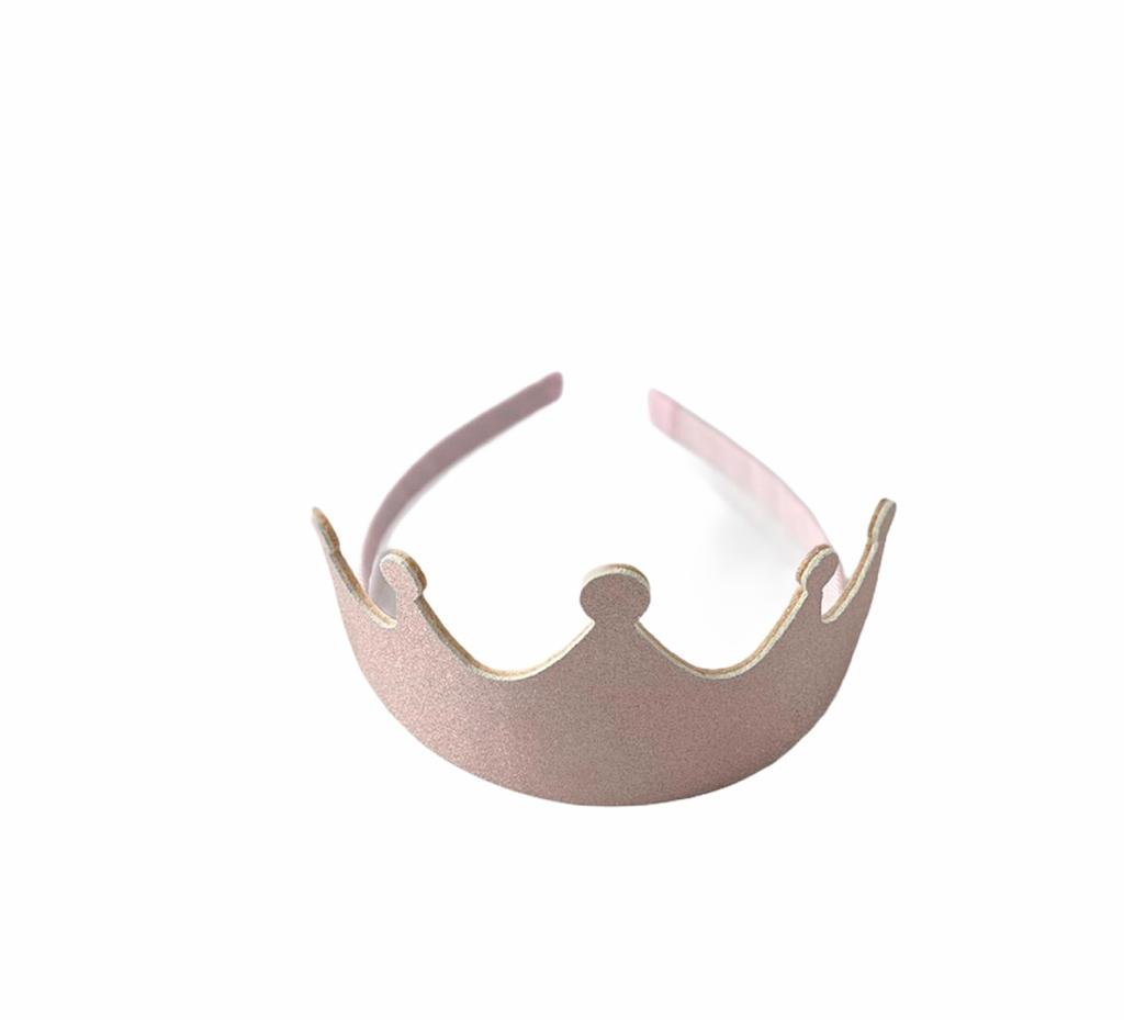 The Crown Leather Headband Sparkling Pink