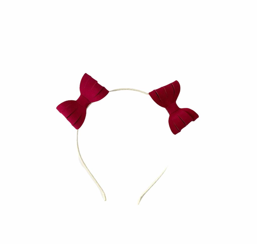 Double Candy Bow Red Leather Headband