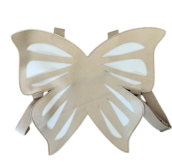 Platinum Big Butterfly Leather Backpack
