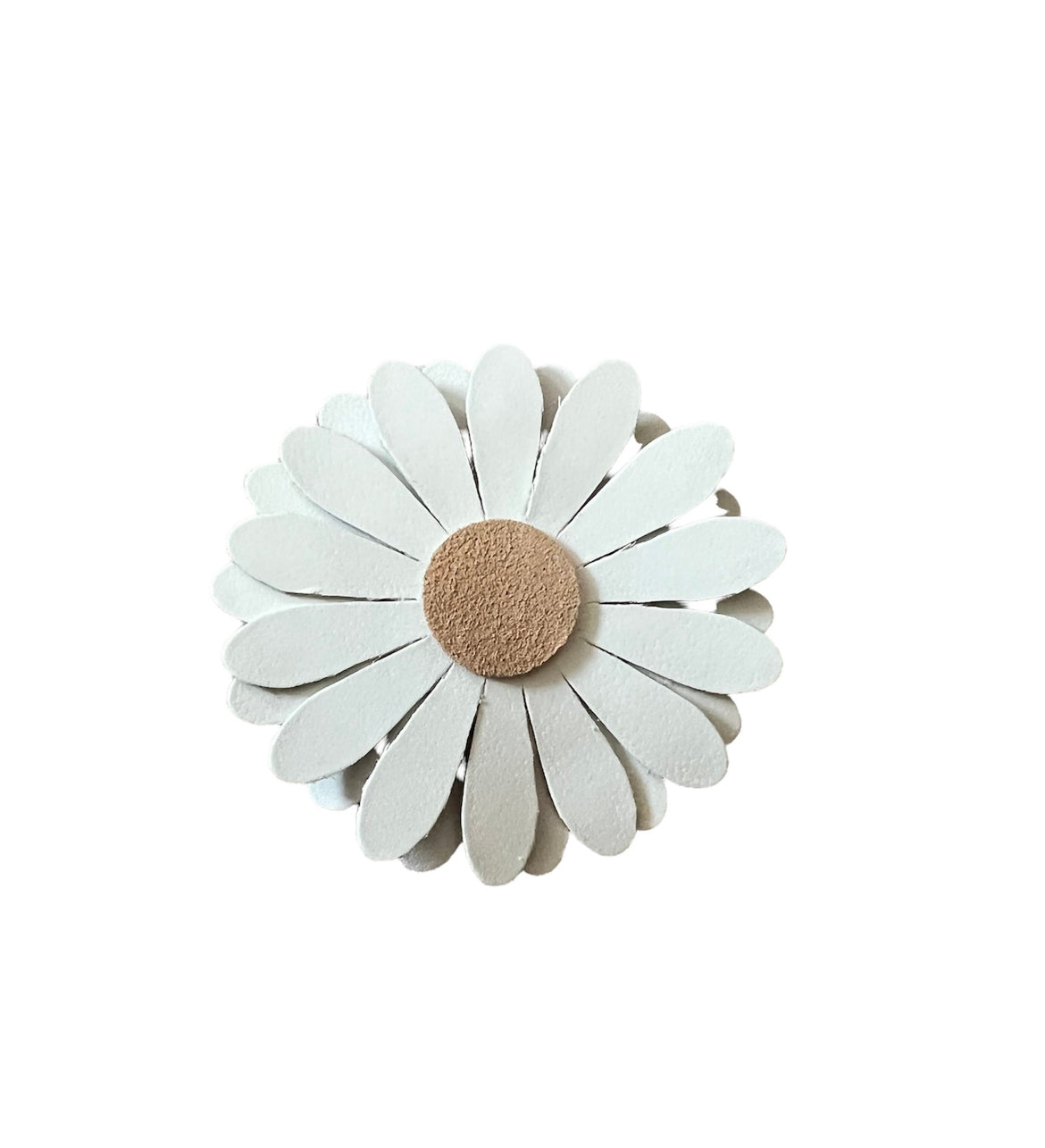White Daisy Leather Hairclips