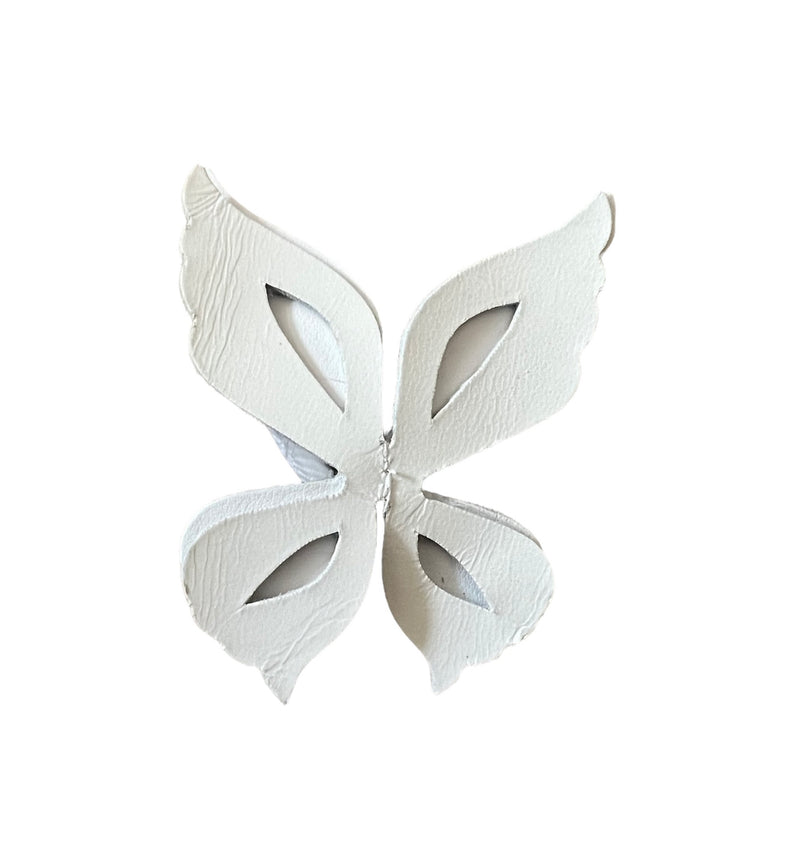 White Wild Butterfly Leather Hairclips