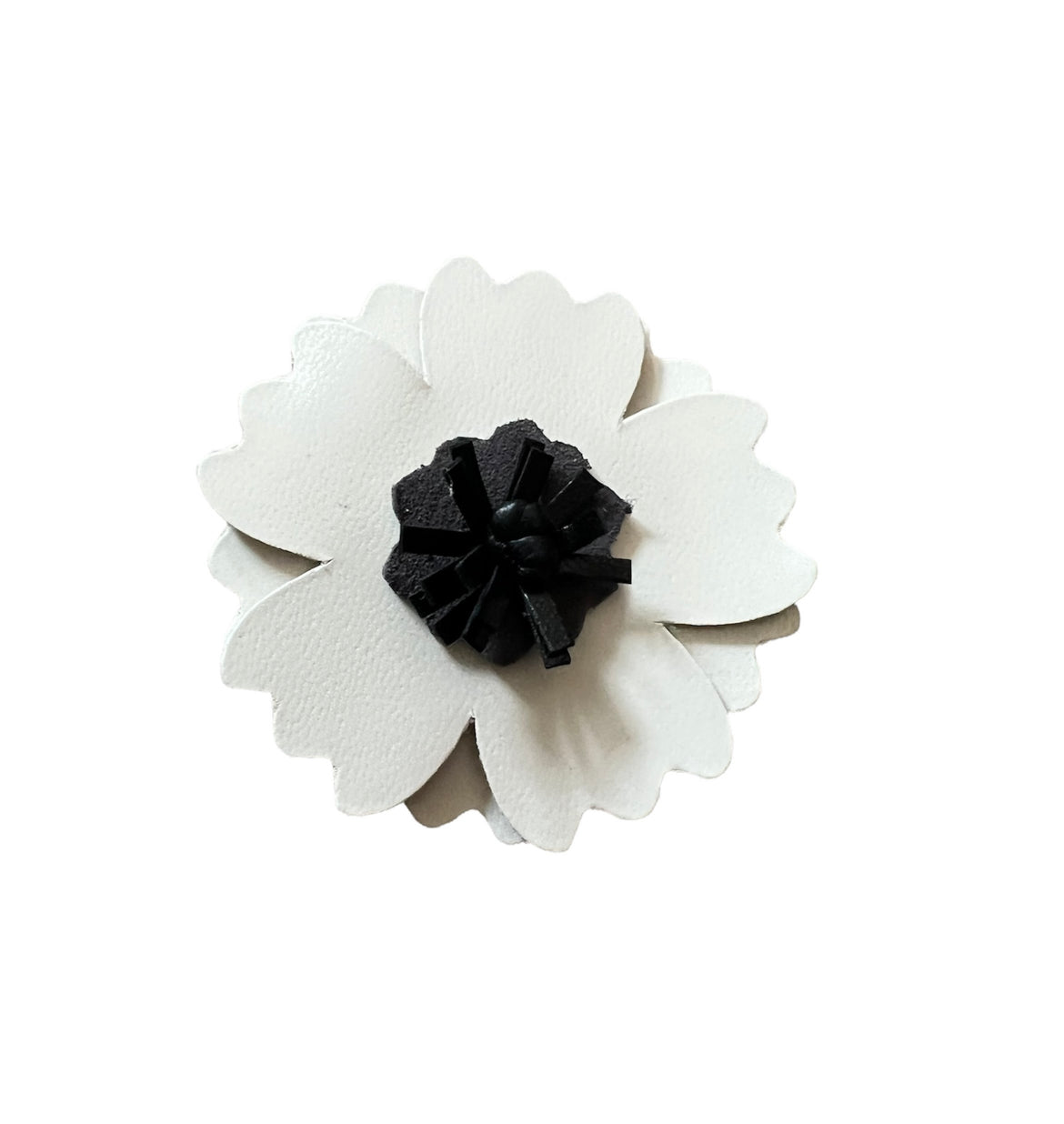 White Poppy Leather Hairclips