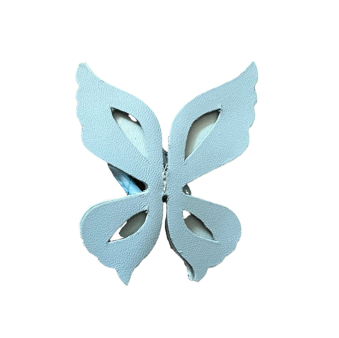 Light Blue Wild Butterfly Leather Hairclips
