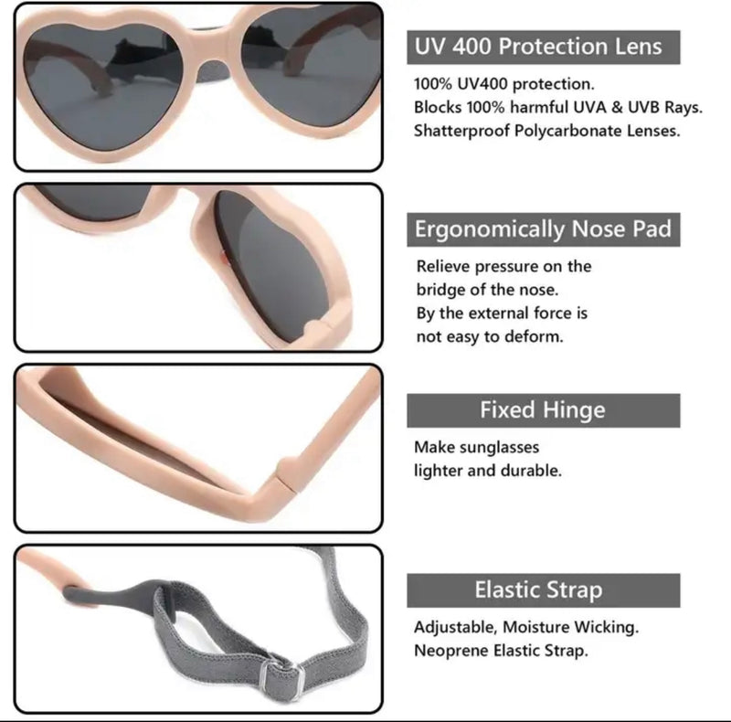 White Baby Flexible Heart Sunglasses 0-3 Years