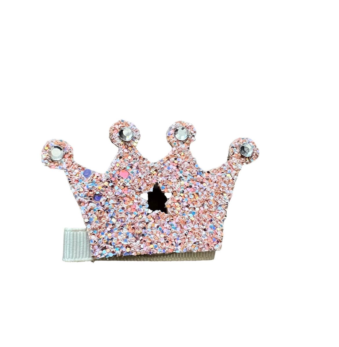Peach Crown Glitter Leather Hairclips